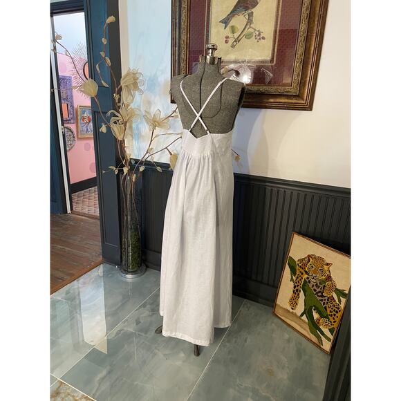J.Crew White Linen Cotton Maxi Dress 3X Plus Size Crisscross Back - Picture 10 of 15